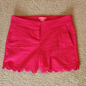 Isaac Mizrahi Hot Pink Scalloped Hem Shorts